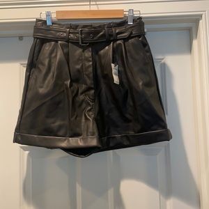 Express size 8 faux high waisted leather belted shorts